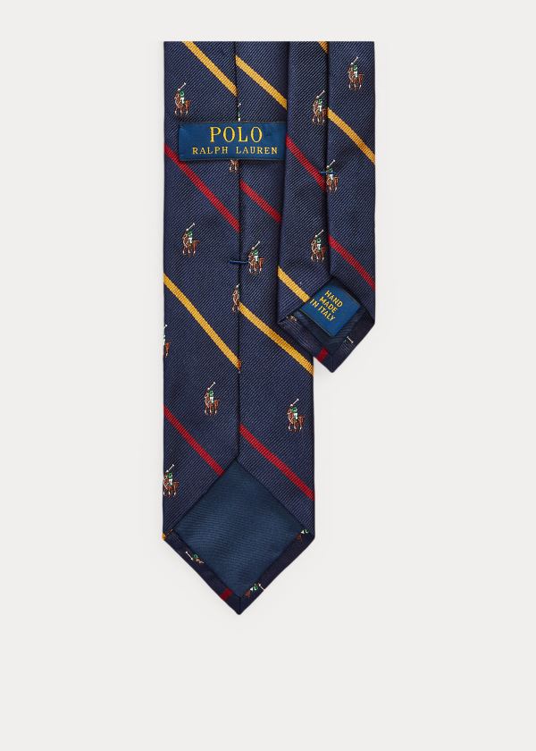 Corbatas Polo Ralph Lauren Hombre Azul Marino / Rojos - Polo Player Silk Narrow - UYFBI2580